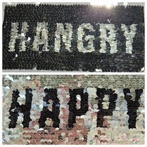 🔹️Cotton On Gray w/Sequined Happy Hangry Short Sleeve Top Medium